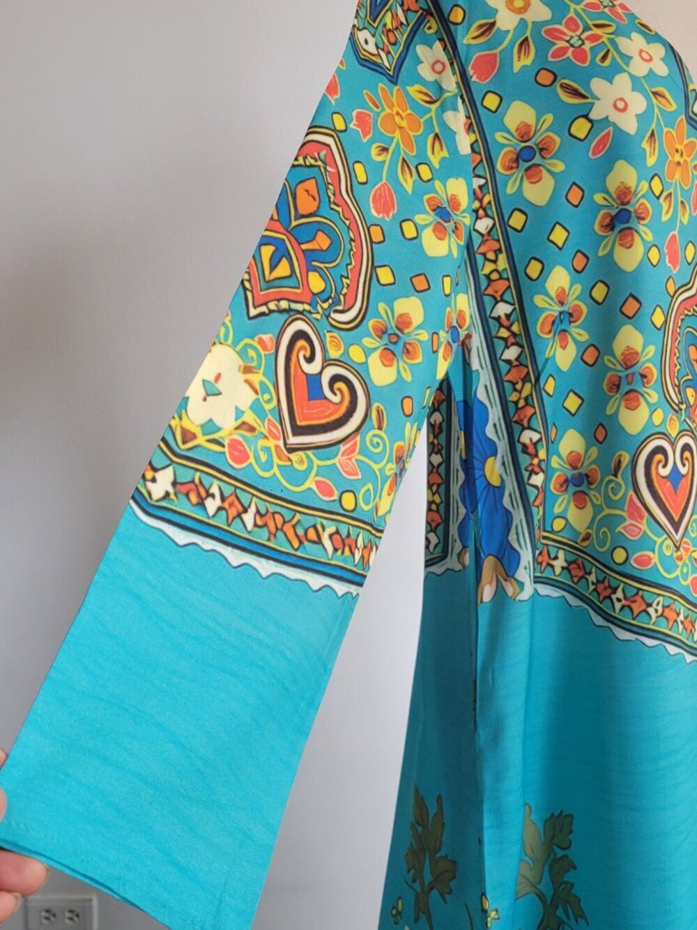 Tiana B Turquoise Paisley Print Long Sleeve Maxi Dress - Picture 8 of 16